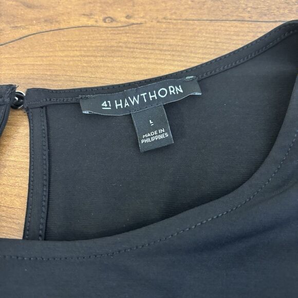 41 Hawthorn Womens Large Belted Black Jumpsuit Romper Pockets Short Sleeve - Picture 5 of 7